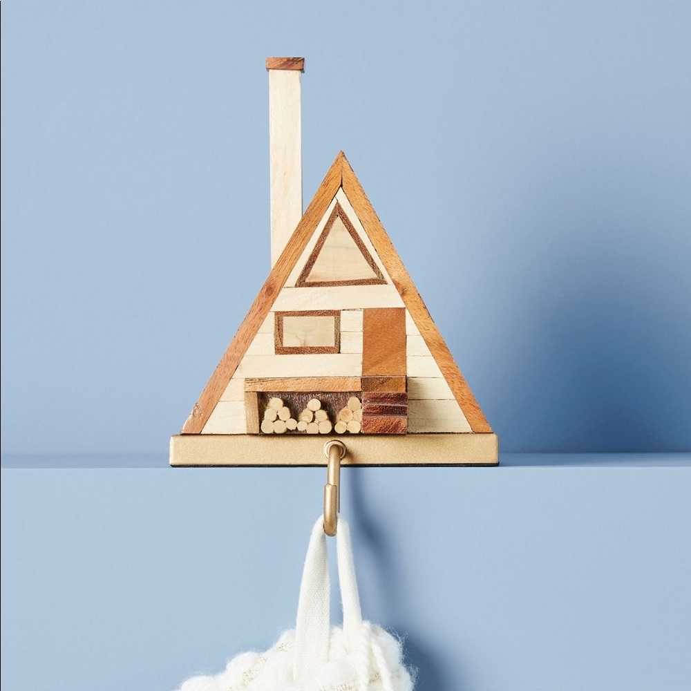 Wooden cabin stocking holder